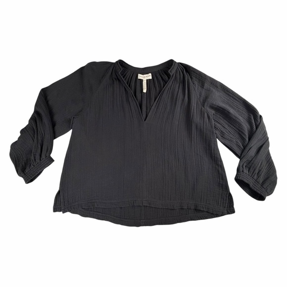 A Piece Apart Women’s Black 100% Organic Cotton Long Sleeve Gauze Top In Size M - Picture 2 of 9